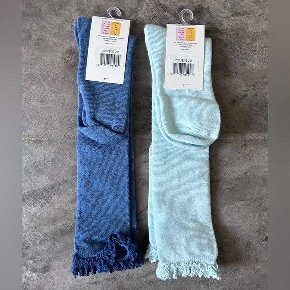 NWT Set Of Two - Little Stocking Co Knee High Socks Size 7-10yr. Blue - Picture 2 of 2